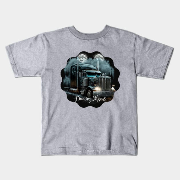 Dueling Moons Kids T-Shirt by Relaxedmerch